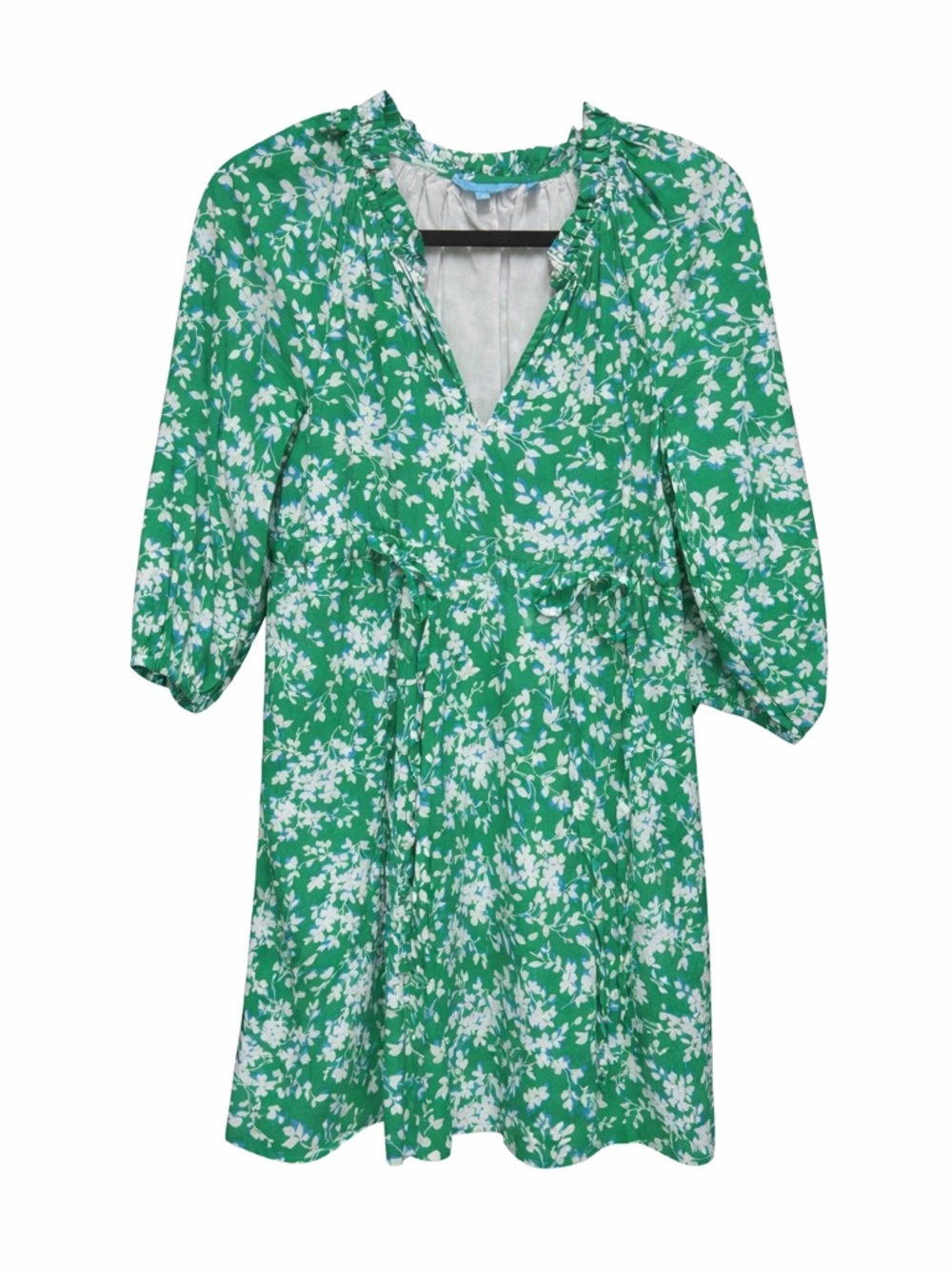 Draper James Green and White Floral V-Neck Dress